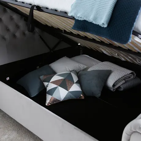 Buy Osborne Grey Velvet Chesterfield Ottoman Bed Double, Colour: Grey, Size: Double (4ft6), Item Width: 152, 5 from Furnituretta