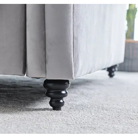 Buy Osborne Grey Velvet Chesterfield Ottoman Bed Double, Colour: Grey, Size: Double (4ft6), Item Width: 152, 4 from Furnituretta