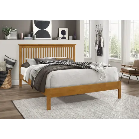 Buy Ascot Double Bed: Sleek & Durable, Colour: Oak, Size: 4ft 6/Double, Item Width: 143, 4 from Furnituretta