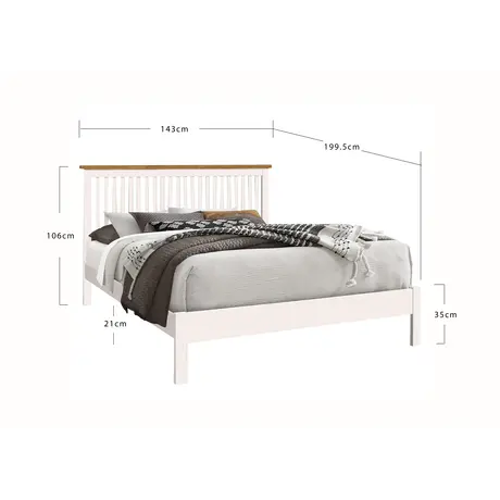 Buy Ascot Double Bed: Sleek & Durable, Colour: Oak, Size: 4ft 6/Double, Item Width: 143, 3 from Furnituretta
