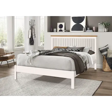 Buy Ascot King Size Bed: Sleek & Durable, Colour: White, Size: 5ft/King , Item Width: 162, 4 from Furnituretta