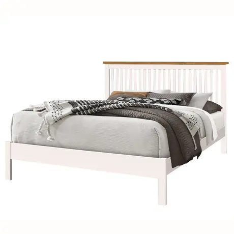 Buy Ascot Double Bed: Sleek & Durable, Colour: White, Size: 4ft 6/Double, Item Width: 143 from Furnituretta