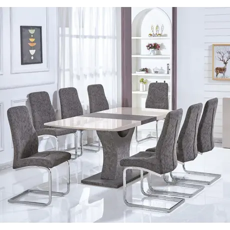 Buy Belarus High Gloss Ext Dining Table Cream & Stone from Furnituretta
