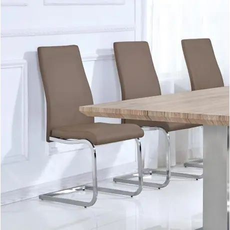 Buy Belize PU Chairs Chrome & Cappuccino (2s) from Furnituretta