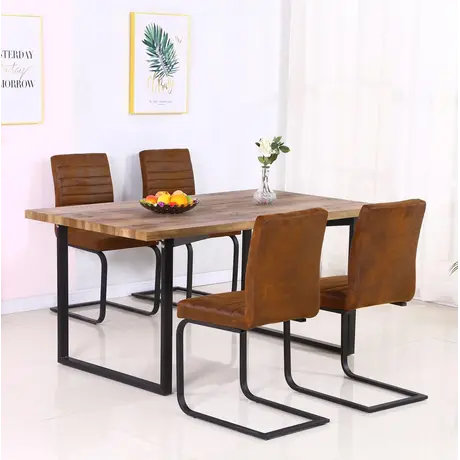 Buy Boston Fabric Chairs Brown with Black Metal Legs (4s) from Furnituretta