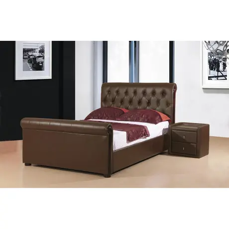 Buy Caxton Storage PU Double Bed Brown, Colour: Brown, Size: Double from Furnituretta