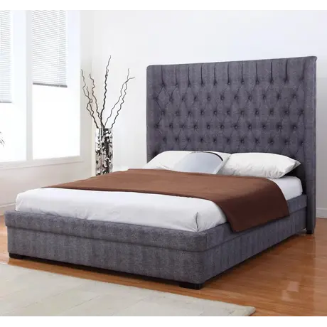 Buy Genesis Linen 6 Foot Bed Dark Grey, Colour: Grey, Size: 6 Foot from Furnituretta