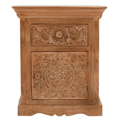 Buy Artwork Mango Wood Bedside Table With Storage, 3 from Furnituretta