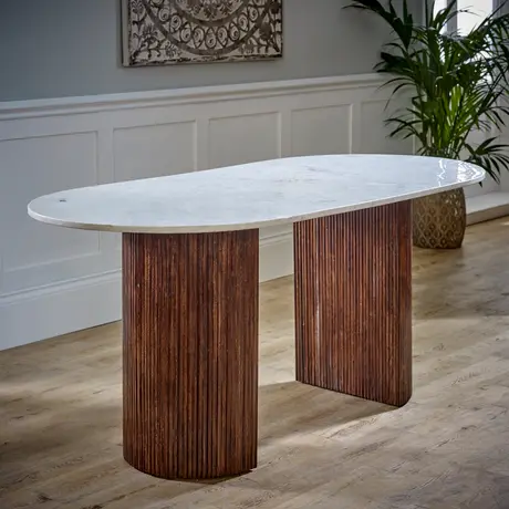 Buy Opal Mango Wood Dining Table 170Cm With Marble Top, 3 from Furnituretta