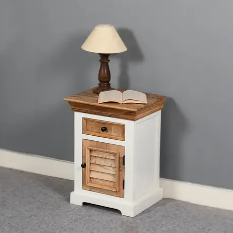 Buy Alfie Solid Mango Wood Bedside Cabinet 1 Drawer + 1 Door from Furnituretta