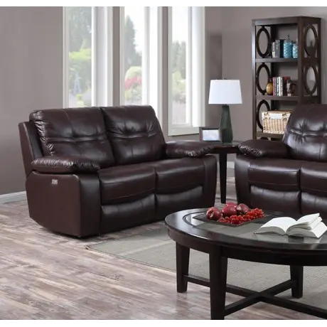 Buy Rockport Power Recliner Leather & PU 2 Seater Dark Choc from Furnituretta