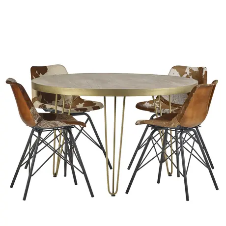 Buy Light Gold Round Dining Table, 2 from Furnituretta