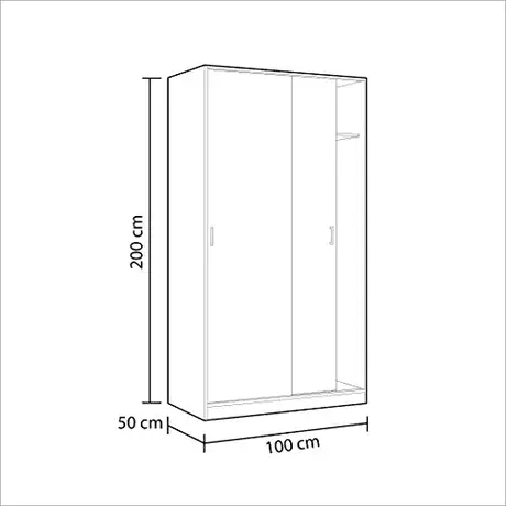 Buy Larsen Small Narrow Sliding 2 Door Wardrobe in Canadian Oak Effect, Colour: Oak, Item Width: 100, 5 from Furnituretta