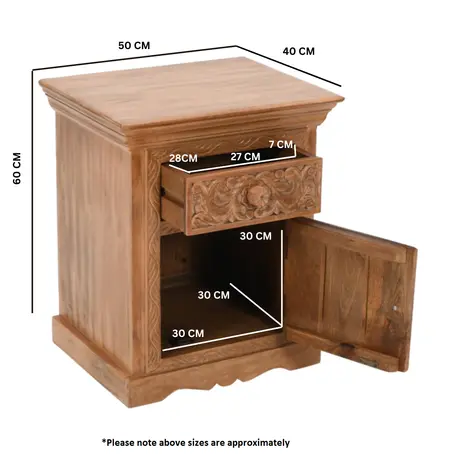Buy Artwork Mango Wood Bedside Table With Storage, 7 from Furnituretta
