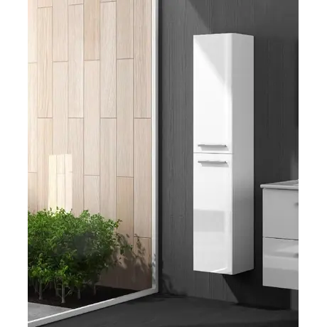 Buy Lydd 2 Door Wall Mounted Floating Bathroom Storage Cupboard White Gloss from Furnituretta