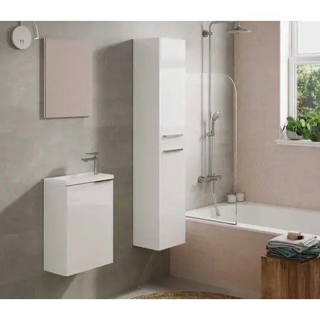 Buy Lydd 2 Door Wall Mounted Floating Bathroom Storage Cupboard White Gloss, 2 from Furnituretta