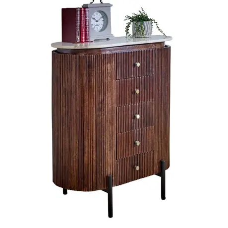 Buy Opal Mango Wood Wide Chest with Marble Top & Metal Legs from Furnituretta