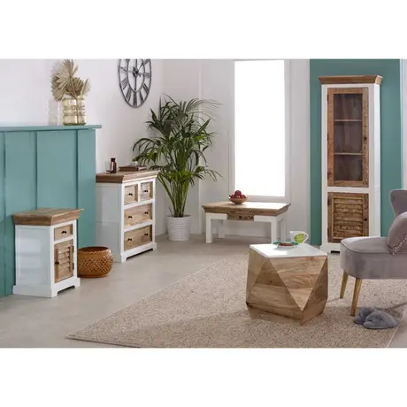 Buy Alfie Solid Mango Wood Bedside Cabinet 1 Drawer + 1 Door, 9 from Furnituretta