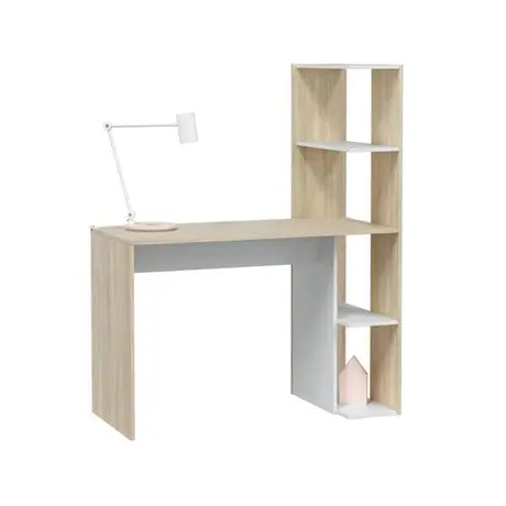 Buy Sonia Computer Writing Desk with Bookcase White and Oak Effect, 2 from Furnituretta