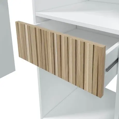 Buy Salsa Open-Door Wardrobe with Shelves and Rail Natural Oak Effect and White, 3 from Furnituretta