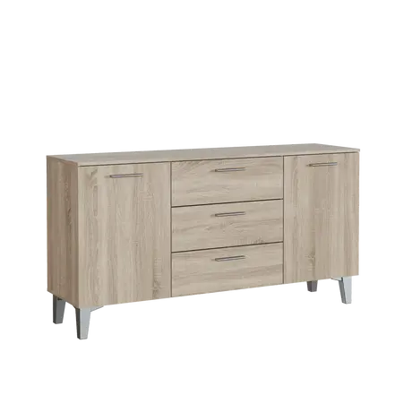 Buy Malton Large Wide 2 Door 3 Drawer Sideboard Cabinet Sonoma Oak Effect, 2 from Furnituretta