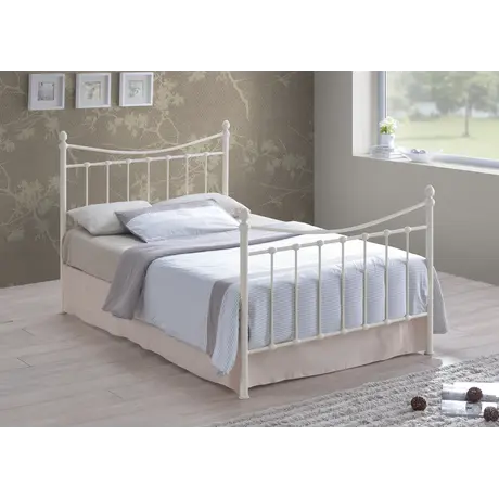 Buy Alderley Metal Small Double Bed in Ivory - Stylish & Durable, Colour: Ivory, Size: 4ft/Small Double, Item Width: 125, 4 from Furnituretta