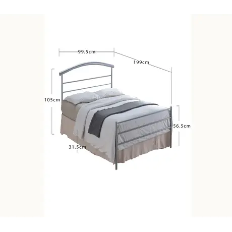 Buy Elegant Brennington Metal Single Bed in Silver - Perfect for Any Room, Colour: Silver, Size: 3ft/Single, Item Width: 99.5, 2 from Furnituretta