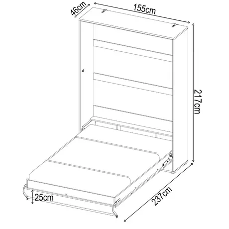 Buy CP‑01 Vertical Wall Bed Concept 140 cm | Space‑Saving Bedroom Furniture, Colour: White Matt, Size: 140 x 200cm, 7 from Furnituretta