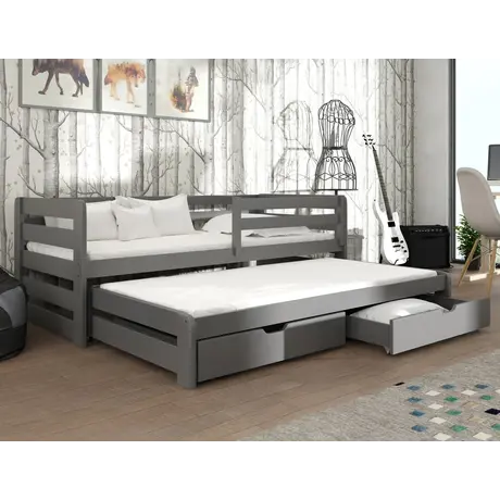 Buy Wooden Double Bed Senso with Trundle and Storage Graphite, Colour: Graphite, Mattresses: Without Mattresses, 6 from Furnituretta