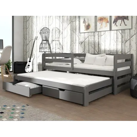 Buy Wooden Double Bed Senso with Trundle and Storage Graphite, Colour: Graphite, Mattresses: Without Mattresses, 4 from Furnituretta