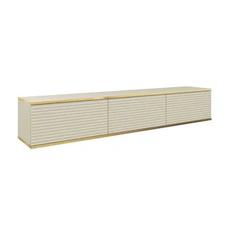 Buy Moro Floating TV Cabinet – Beige Finish with Rippled Fronts – 175 cm Wide, Colour: Beige, Item Width: 175, 5 from Furnituretta