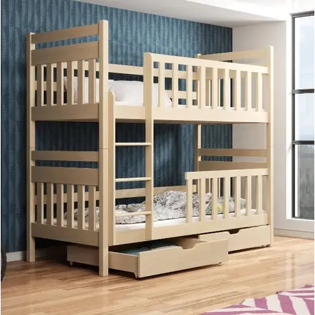 Buy Wooden Bunk Bed Monika with Storage Pine, Colour: Pine, Mattresses: Foam/Bonnell Mattresses from Furnituretta
