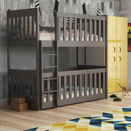 Buy Wooden Bunk Bed Konrad Graphite with Cot Bed, Colour: Graphite, Mattresses: Without Mattresses, 8 from Furnituretta