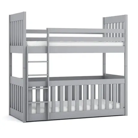 Buy Cris Wooden Bunk Bed with Cot – Pine | Safe & Convertible Kids Sleeping Solution, Colour: Pine, Mattresses: Bonnell Mattresses, 6 from Furnituretta