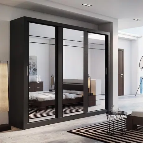 Buy Arti AR-02 Sliding Door Wardrobe Black Matt 250cm, Colour: Black Matt, Item Width: 250 from Furnituretta