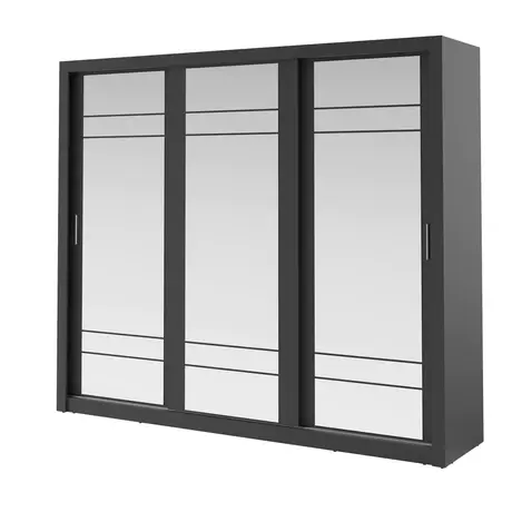 Buy Arti AR-02 Sliding Door Wardrobe Black Matt 250cm, Colour: Black Matt, Item Width: 250, 6 from Furnituretta