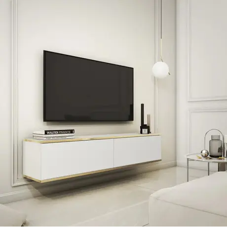 Buy Oro Floating TV Cabinet 135cm White, Colour: White, Item Width: 135 from Furnituretta