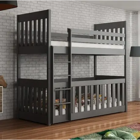 Buy Cris Wooden Bunk Bed with Cot – Graphite | Safe & Convertible Kids Sleeping Solution, Colour: Graphite, Mattresses: Without Mattresses, 5 from Furnituretta