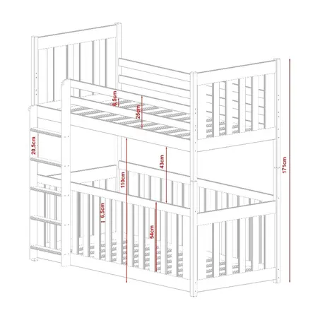 Buy Cris Wooden Bunk Bed with Cot – Graphite | Safe & Convertible Kids Sleeping Solution, Colour: Graphite, Mattresses: Bonnell Mattresses, 7 from Furnituretta