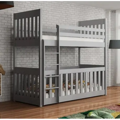 Buy Cris Wooden Bunk Bed with Cot – Grey Matt | Safe & Convertible Kids Sleeping Solution, Colour: Grey Matt, Mattresses: Foam Mattresses, 5 from Furnituretta