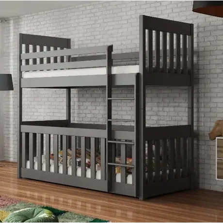 Buy Cris Wooden Bunk Bed with Cot – Graphite | Safe & Convertible Kids Sleeping Solution, Colour: Graphite, Mattresses: Foam Mattresses, 6 from Furnituretta