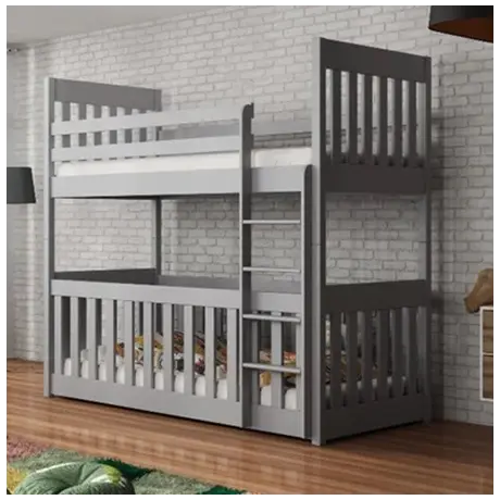 Buy Cris Wooden Bunk Bed with Cot – Grey Matt | Safe & Convertible Kids Sleeping Solution, Colour: Grey Matt, Mattresses: Without Mattresses, 6 from Furnituretta