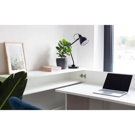 Buy Work Concept Convertible Hidden Desk with Storage White Gloss, Colour: White Gloss, Side: Right, Item Width: 115, 14 from Furnituretta