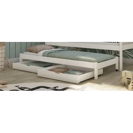 Buy Wooden Double Bed Senso with Trundle and Storage White Matt, Colour: White Matt, Mattresses: Foam Mattresses, 10 from Furnituretta