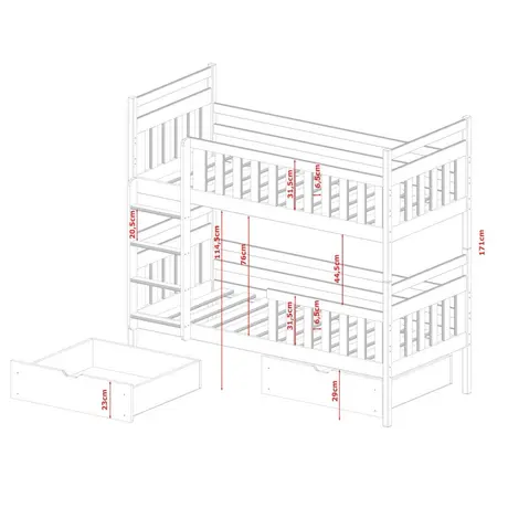 Buy Wooden Bunk Bed Monika with Storage White, Colour: White Matt, Mattresses: Foam/Bonnell Mattresses, 7 from Furnituretta