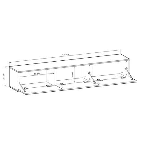 Buy Moro Floating TV Cabinet – Beige Finish with Rippled Fronts – 175 cm Wide, Colour: Beige, Item Width: 175, 6 from Furnituretta