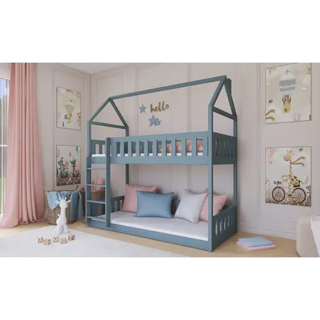 Buy Wooden Bunk Bed Pola Grey, Colour: Grey, Mattress Option: Without Mattresses, 6 from Furnituretta