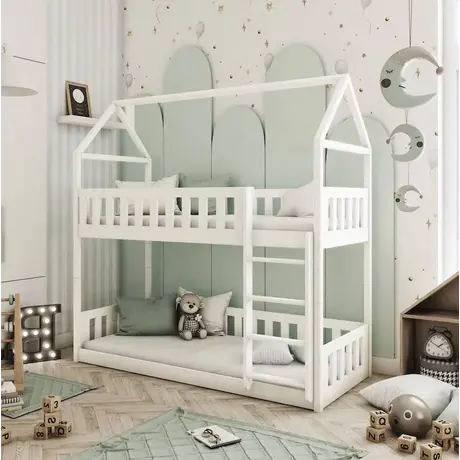 Buy Wooden Bunk Bed Pola White, Colour: White, Mattress Option: Foam/Bonnell Mattresses, 5 from Furnituretta