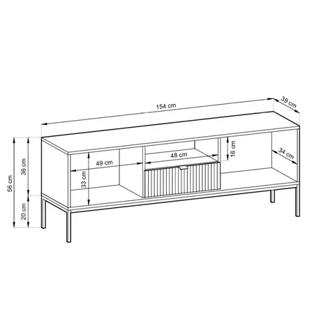 Buy Nova TV Cabinet Black Matt 154cm, Colour: Black Matt, Item Width: 154, 8 from Furnituretta