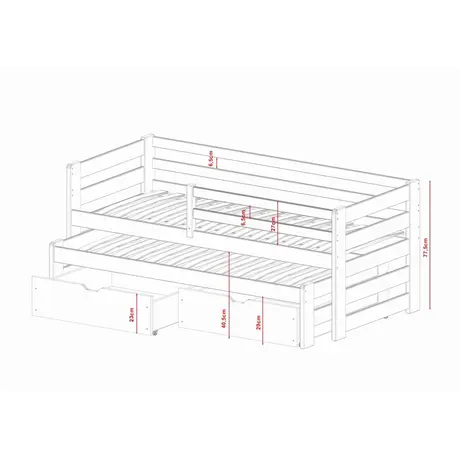Buy Wooden Double Bed Senso with Trundle and Storage Graphite, Colour: Graphite, Mattresses: Foam Mattresses, 5 from Furnituretta